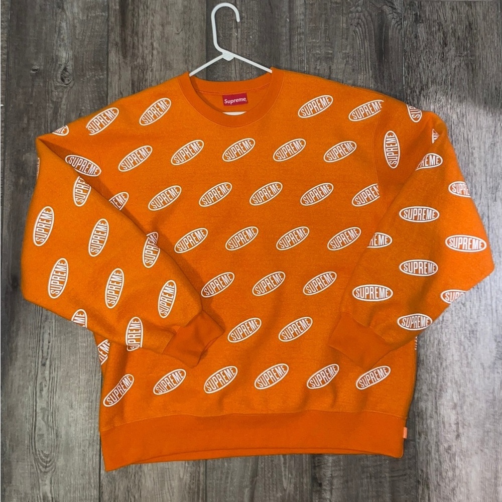 Orange and white Supreme Liner Crewneck